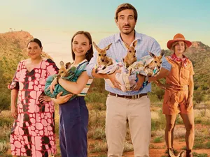 A shot of the cast - including the all-important kangaroo - from the new Australian film 'Kangaroo' - and SWITCH is giving you the chance to win a family pass!