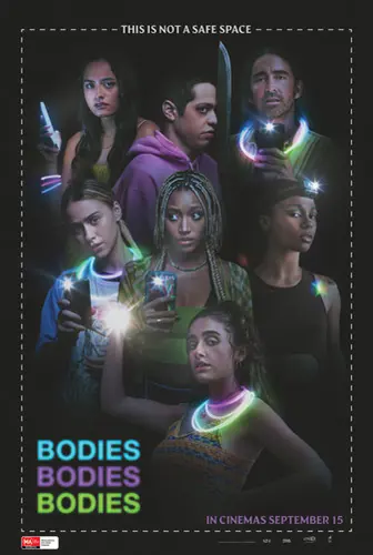 Theatrical poster of the movie 'Bodies Bodies Bodies'.