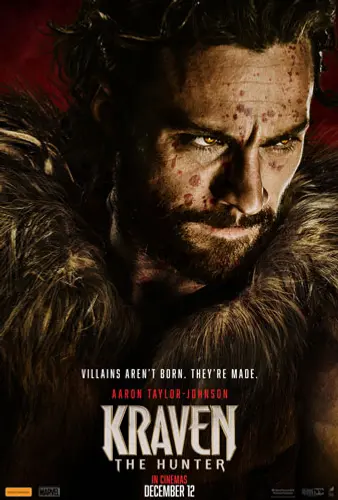 Theatrical poster of the movie 'Kraven the Hunter'.