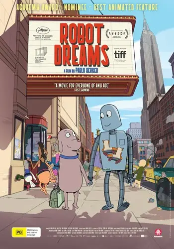 Theatrical poster of the movie 'Robot Dreams'.