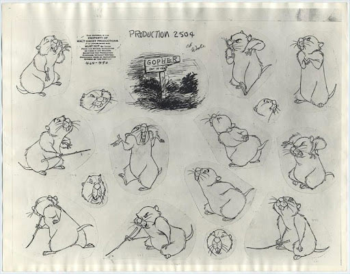 ‘Winnie the Pooh and the Honey Tree’’ Gopher character model sheet © Disney